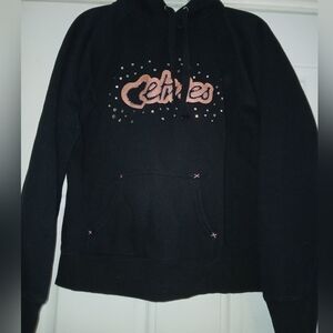 🖤🩷 Y2K Etnies Hoodie Rhinestone Vintage Black Pink Juniors XL  2000's Skate